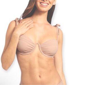 Shade & Shore Women's Shoulder Tie Shirred Underwire Bikini‎ Top​​​